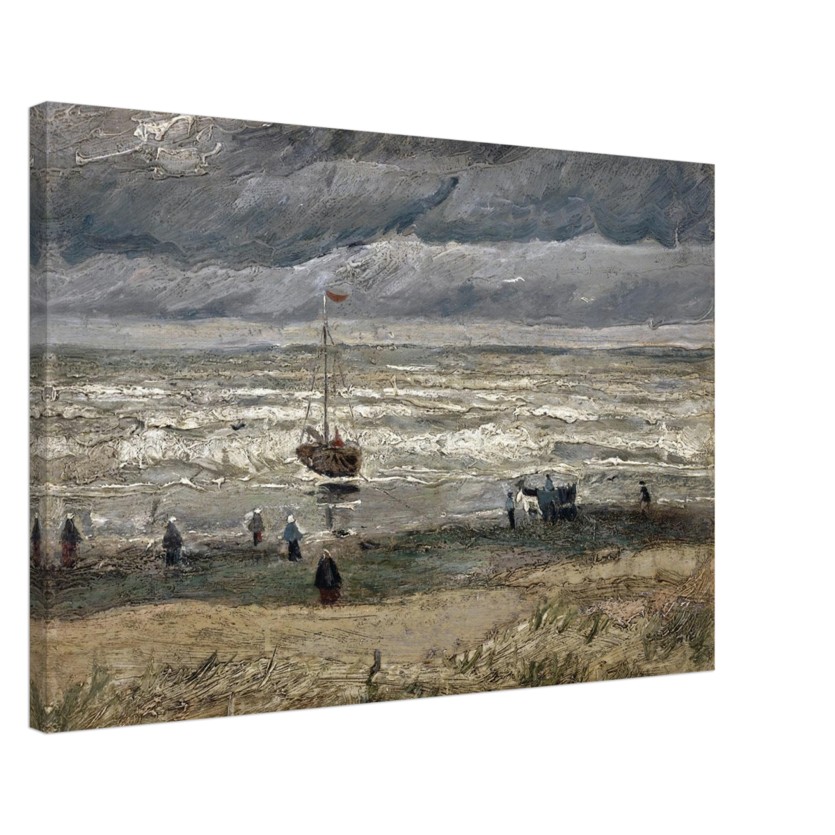 Fishing Boats on the Beach at Scheveningen – Vincent van Gogh Nautical Wall Art Print - Canvas - 50x75 cm / 20x30″ - 