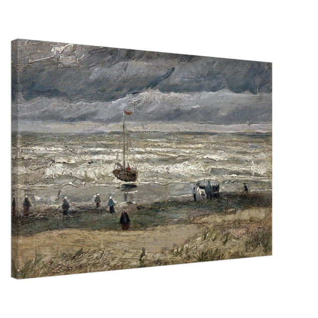 Fishing Boats on the Beach at Scheveningen – Vincent van Gogh Nautical Wall Art Print - Canvas - 50x75 cm / 20x30″ - 