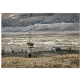 Fishing Boats on the Beach at Scheveningen – Vincent van Gogh Nautical Wall Art Print - Fine Art Poster - 70x100 cm / 28x40″ - 