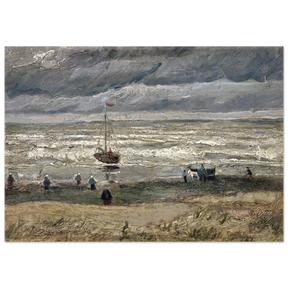 Fishing Boats on the Beach at Scheveningen – Vincent van Gogh Nautical Wall Art Print - Fine Art Poster - 70x100 cm / 28x40″ - 