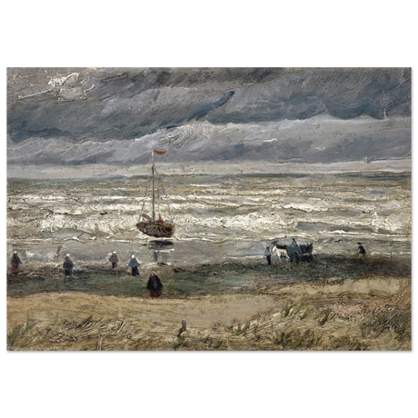 Fishing Boats on the Beach at Scheveningen – Vincent van Gogh Nautical Wall Art Print - Fine Art Poster - 70x100 cm / 28x40″ - 