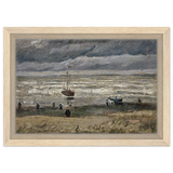 Fishing Boats on the Beach at Scheveningen – Vincent van Gogh Nautical Wall Art Print - Framed Canvas - 20x30 cm / 8x12″ - Wood frame
