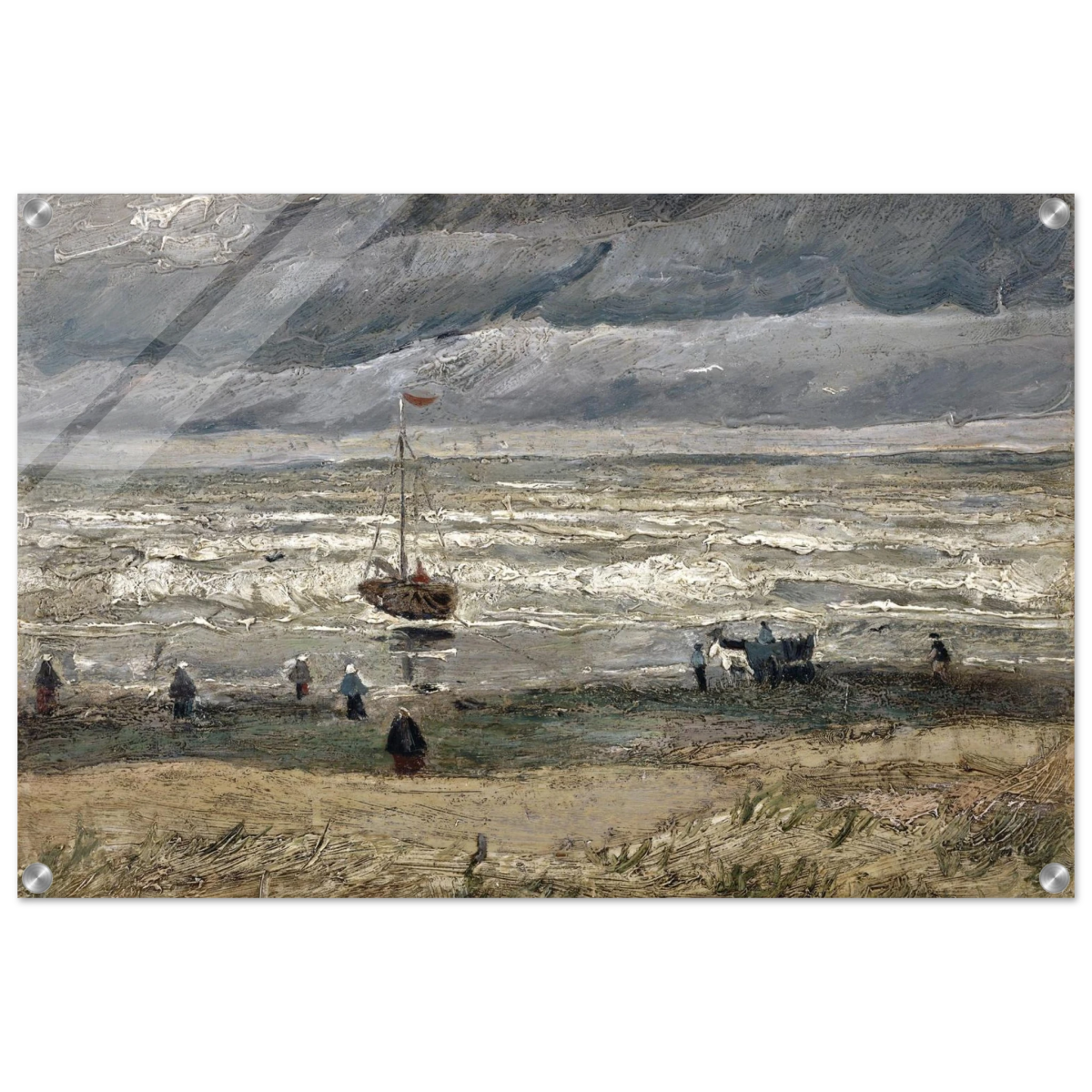 Fishing Boats on the Beach at Scheveningen – Vincent van Gogh Nautical Wall Art Print - Acrylic Print - 50x75 cm / 20x30″ - 