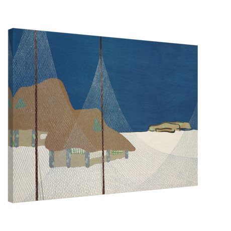 "Fishing Village" – Japanese Coastal Minimalism Wall Art Print by Kamisaka Sekka - Canvas - 50x75 cm / 20x30″ - 