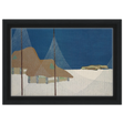 "Fishing Village" – Japanese Coastal Minimalism Wall Art Print by Kamisaka Sekka - Framed Canvas - 20x30 cm / 8x12″ - Black frame