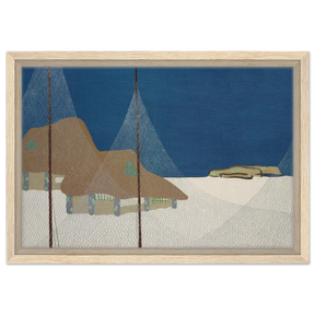 "Fishing Village" – Japanese Coastal Minimalism Wall Art Print by Kamisaka Sekka - Framed Canvas - 30x45 cm / 12x18″ - Wood frame
