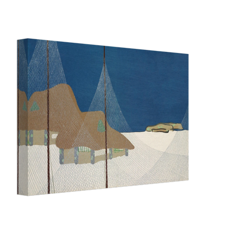 "Fishing Village" – Japanese Coastal Minimalism Wall Art Print by Kamisaka Sekka - Canvas - 20x30 cm / 8x12″ - 
