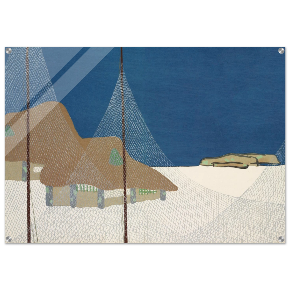 "Fishing Village" – Japanese Coastal Minimalism Wall Art Print by Kamisaka Sekka - Acrylic Print - 70x100 cm / 28x40″ - 