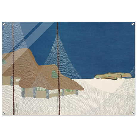 "Fishing Village" – Japanese Coastal Minimalism Wall Art Print by Kamisaka Sekka - Acrylic Print - 70x100 cm / 28x40″ - 