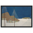 "Fishing Village" – Japanese Coastal Minimalism Wall Art Print by Kamisaka Sekka - Framed Canvas - 50x75 cm / 20x30″ - Black frame