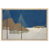 "Fishing Village" – Japanese Coastal Minimalism Wall Art Print by Kamisaka Sekka - Framed Canvas - 50x75 cm / 20x30″ - Wood frame