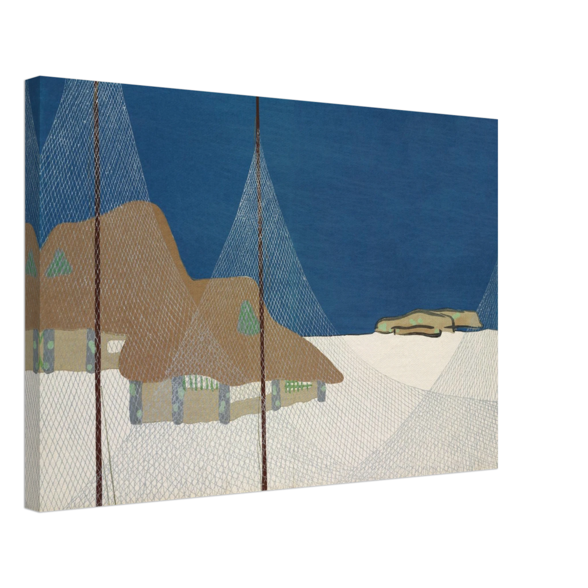 "Fishing Village" – Japanese Coastal Minimalism Wall Art Print by Kamisaka Sekka - Canvas - 40x60 cm / 16x24″ - 