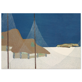 "Fishing Village" – Japanese Coastal Minimalism Wall Art Print by Kamisaka Sekka - Fine Art Poster - 70x100 cm / 28x40″ - 