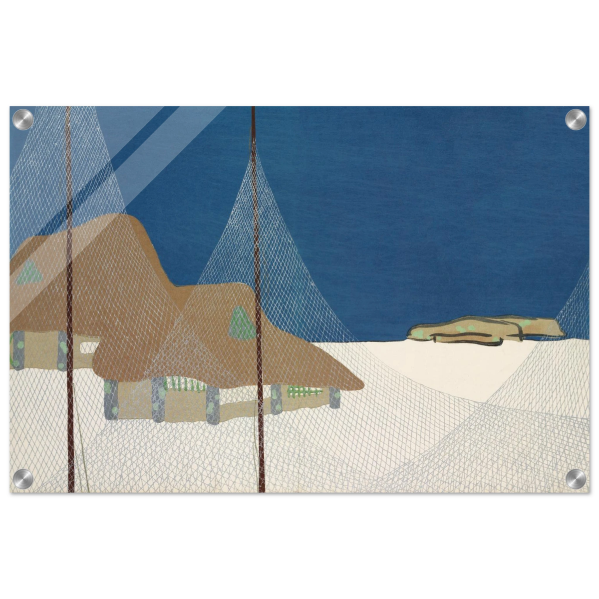 "Fishing Village" – Japanese Coastal Minimalism Wall Art Print by Kamisaka Sekka - Acrylic Print - 40x60 cm / 16x24″ - 