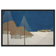 "Fishing Village" – Japanese Coastal Minimalism Wall Art Print by Kamisaka Sekka - Framed Canvas - 60x90 cm / 24x36″ - Black frame