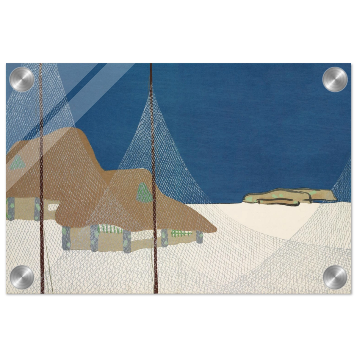 "Fishing Village" – Japanese Coastal Minimalism Wall Art Print by Kamisaka Sekka - Acrylic Print - 20x30 cm / 8x12″ - 