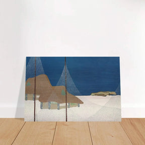 "Fishing Village" – Japanese Coastal Minimalism Wall Art Print by Kamisaka Sekka - Brushed Aluminum Print - 20x30 cm / 8x12″ - 