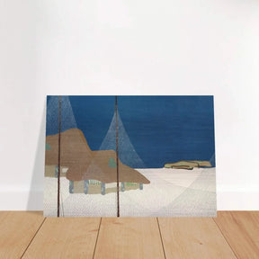 "Fishing Village" – Japanese Coastal Minimalism Wall Art Print by Kamisaka Sekka - Brushed Aluminum Print - 70x100 cm / 28x40″ - 