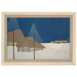 "Fishing Village" – Japanese Coastal Minimalism Wall Art Print by Kamisaka Sekka - Framed Canvas - 20x30 cm / 8x12″ - Wood frame