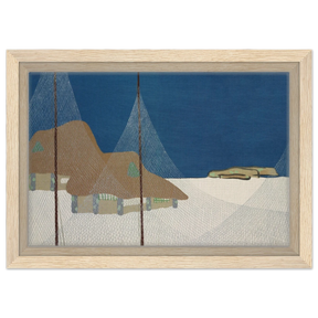 "Fishing Village" – Japanese Coastal Minimalism Wall Art Print by Kamisaka Sekka - Framed Canvas - 20x30 cm / 8x12″ - Wood frame