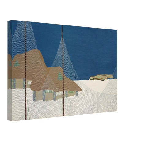 "Fishing Village" – Japanese Coastal Minimalism Wall Art Print by Kamisaka Sekka - Canvas - 30x45 cm / 12x18″ - 