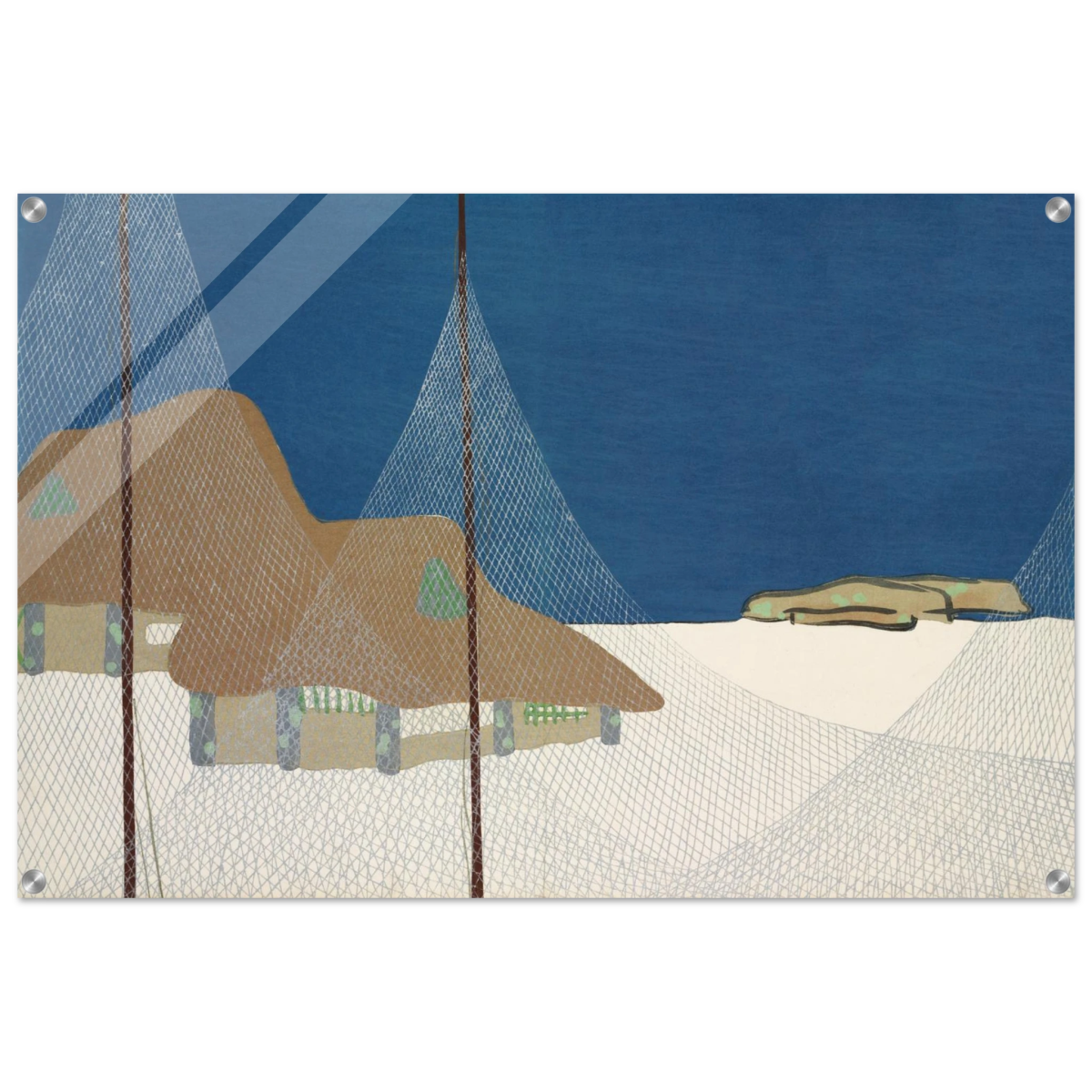 "Fishing Village" – Japanese Coastal Minimalism Wall Art Print by Kamisaka Sekka - Acrylic Print - 60x90 cm / 24x36″ - 