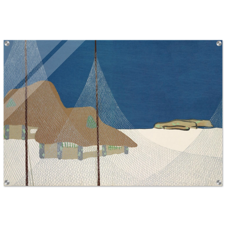 "Fishing Village" – Japanese Coastal Minimalism Wall Art Print by Kamisaka Sekka - Acrylic Print - 60x90 cm / 24x36″ - 