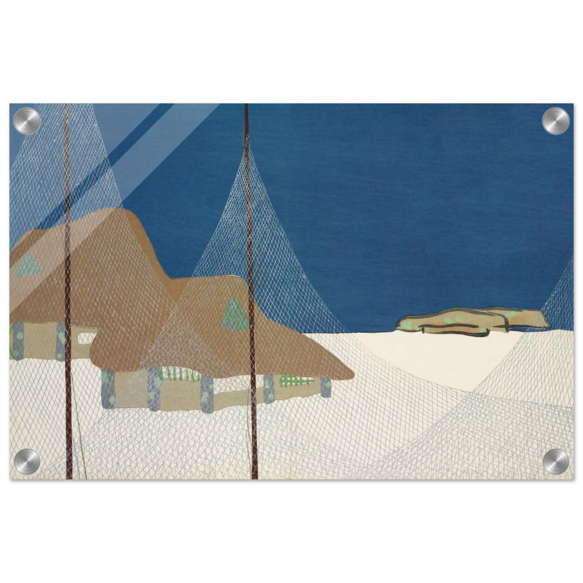 "Fishing Village" – Japanese Coastal Minimalism Wall Art Print by Kamisaka Sekka - Acrylic Print - 30x45 cm / 12x18″ - 