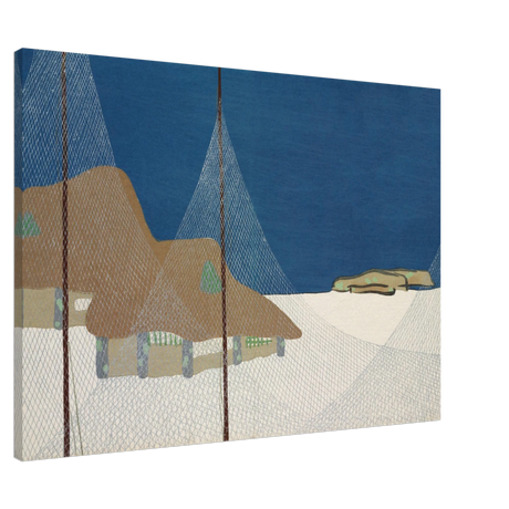 "Fishing Village" – Japanese Coastal Minimalism Wall Art Print by Kamisaka Sekka - Canvas - 70x100 cm / 28x40″ - 