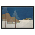 "Fishing Village" – Japanese Coastal Minimalism Wall Art Print by Kamisaka Sekka - Framed Canvas - 40x60 cm / 16x24″ - Black frame