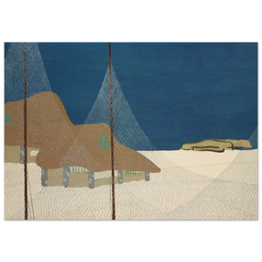 "Fishing Village" – Japanese Coastal Minimalism Wall Art Print by Kamisaka Sekka - Wood Prints - 70x100 cm / 28x40″ - 