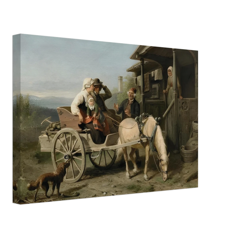 “Första besöket” – A Nordic Tale of Togetherness by Bengt Nordenberg | Wall art Print - Canvas - 30x45 cm / 12x18″ - 