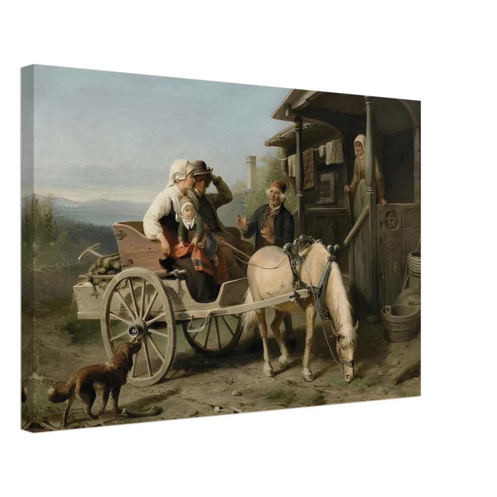 “Första besöket” – A Nordic Tale of Togetherness by Bengt Nordenberg | Wall art Print - Canvas - 40x60 cm / 16x24″ - 