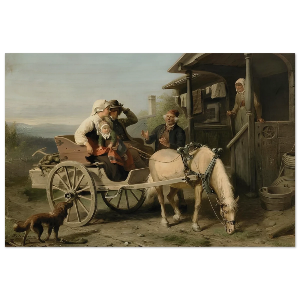 “Första besöket” – A Nordic Tale of Togetherness by Bengt Nordenberg | Wall art Print - Wood Prints - 20x30 cm / 8x12″ - 