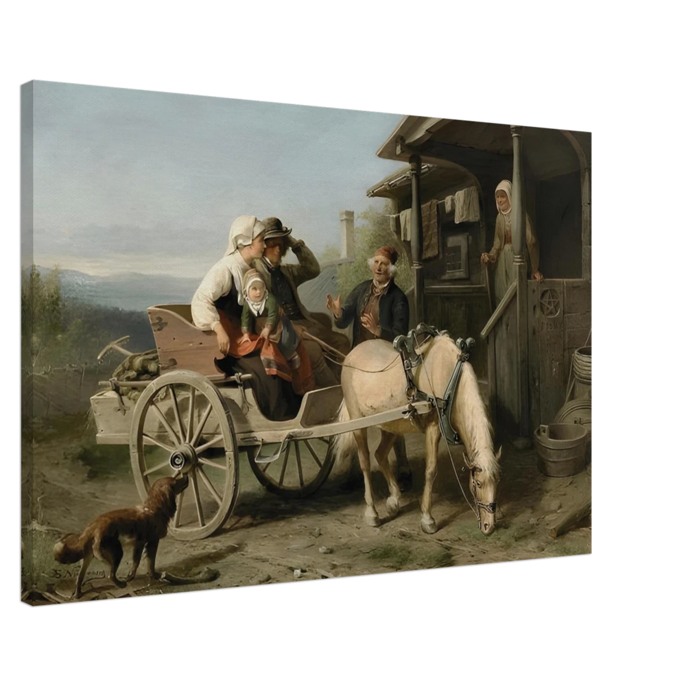 “Första besöket” – A Nordic Tale of Togetherness by Bengt Nordenberg | Wall art Print - Canvas - 60x90 cm / 24x36″ - 