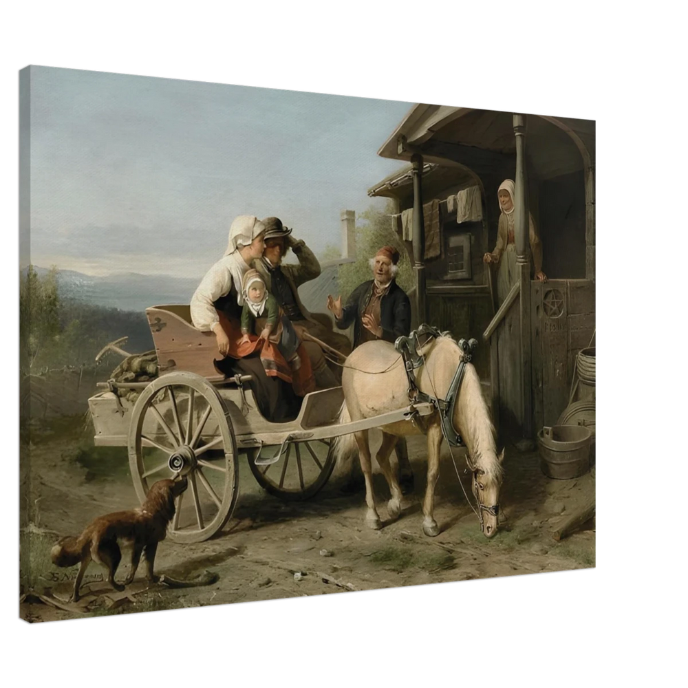 “Första besöket” – A Nordic Tale of Togetherness by Bengt Nordenberg | Wall art Print - Canvas - 70x100 cm / 28x40″ - 