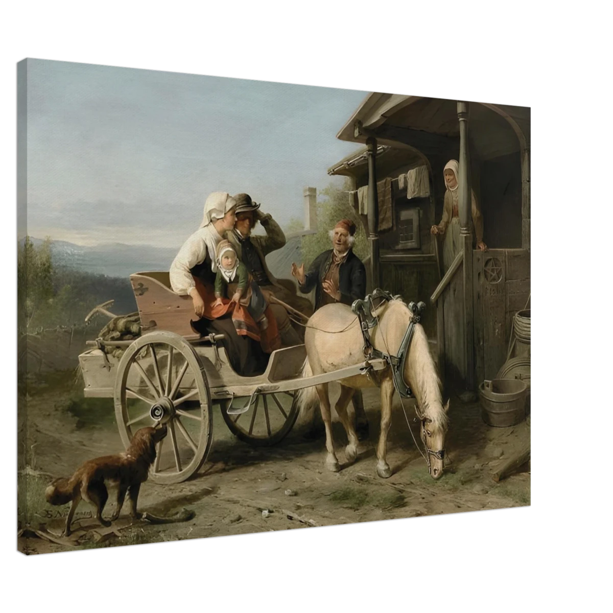 “Första besöket” – A Nordic Tale of Togetherness by Bengt Nordenberg | Wall art Print - Canvas - 70x100 cm / 28x40″ - 