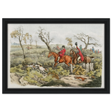 "Fox Hunt Legacy" – Vintage Equestrian Wall Art Print by Henry Alken - Framed Canvas - 30x45 cm / 12x18″ - Black frame