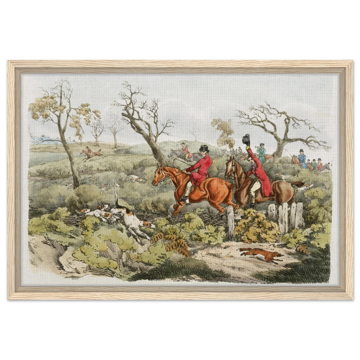 "Fox Hunt Legacy" – Vintage Equestrian Wall Art Print by Henry Alken - Framed Canvas - 40x60 cm / 16x24″ - Wood frame