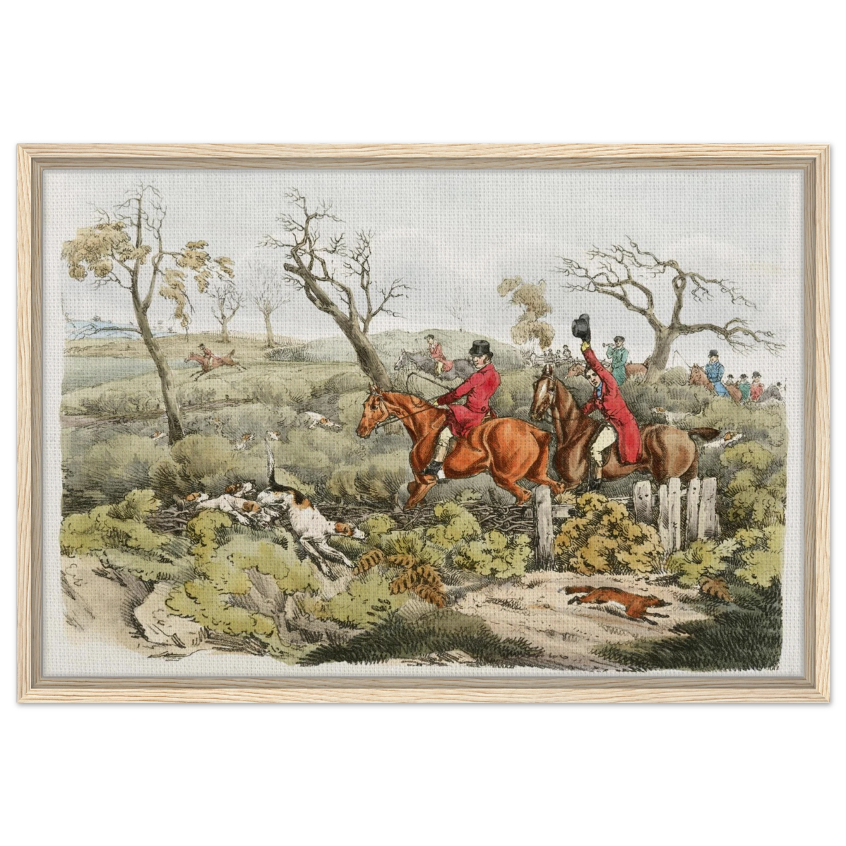 "Fox Hunt Legacy" – Vintage Equestrian Wall Art Print by Henry Alken - Framed Canvas - 50x75 cm / 20x30″ - Wood frame