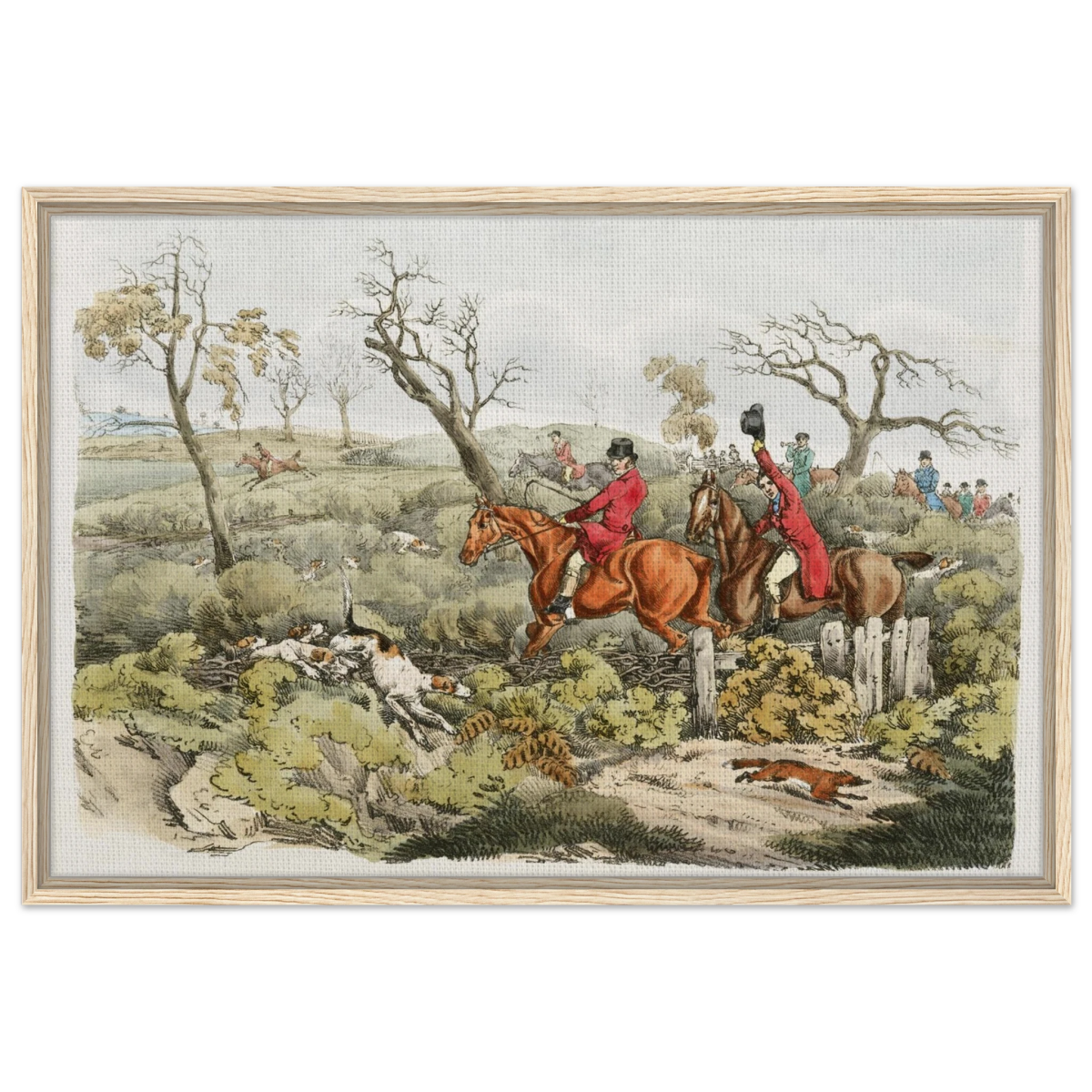 "Fox Hunt Legacy" – Vintage Equestrian Wall Art Print by Henry Alken - Framed Canvas - 60x90 cm / 24x36″ - Wood frame