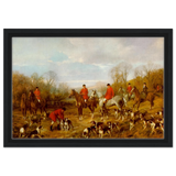 Fox Hunting Scene – Henry Alken Wall Art Print - Framed Canvas - 30x45 cm / 12x18″ - Black frame
