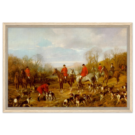 Fox Hunting Scene – Henry Alken Wall Art Print - Framed Canvas - 40x60 cm / 16x24″ - Wood frame