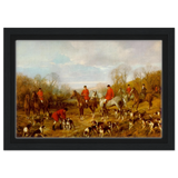 Fox Hunting Scene – Henry Alken Wall Art Print - Framed Canvas - 20x30 cm / 8x12″ - Black frame