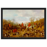 Fox Hunting Scene – Henry Alken Wall Art Print - Framed Canvas - 40x60 cm / 16x24″ - Black frame