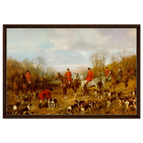 Fox Hunting Scene – Henry Alken Wall Art Print - Framed Canvas - 60x90 cm / 24x36″ - Dark wood frame