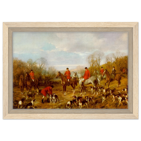 Fox Hunting Scene – Henry Alken Wall Art Print - Framed Canvas - 20x30 cm / 8x12″ - Wood frame