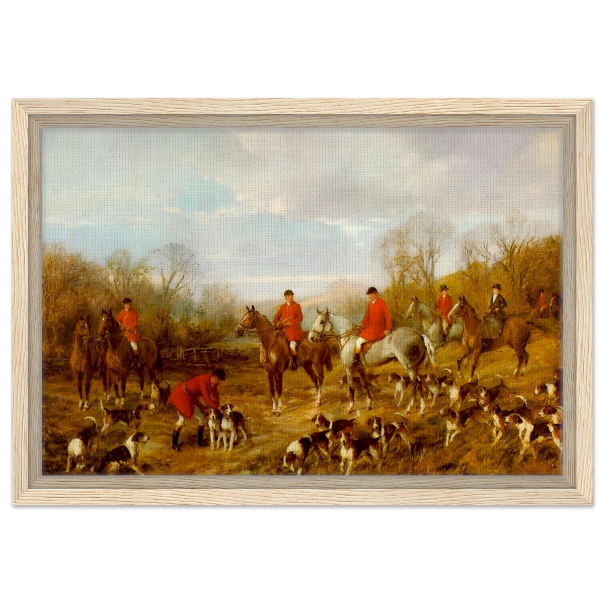 Fox Hunting Scene – Henry Alken Wall Art Print - Framed Canvas - 30x45 cm / 12x18″ - Wood frame