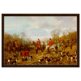 Fox Hunting Scene – Henry Alken Wall Art Print - Framed Canvas - 50x75 cm / 20x30″ - Dark wood frame
