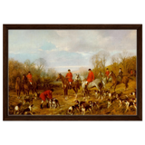 Fox Hunting Scene – Henry Alken Wall Art Print - Framed Canvas - 40x60 cm / 16x24″ - Dark wood frame